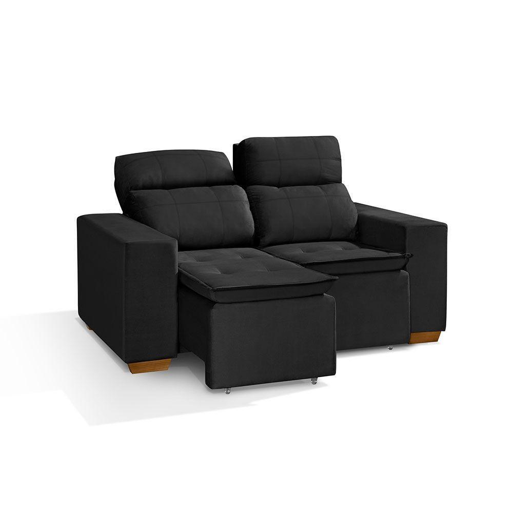 Sofá 2 Lugares 150cm Com Molas, Retrátil E Reclinável Preto - 5