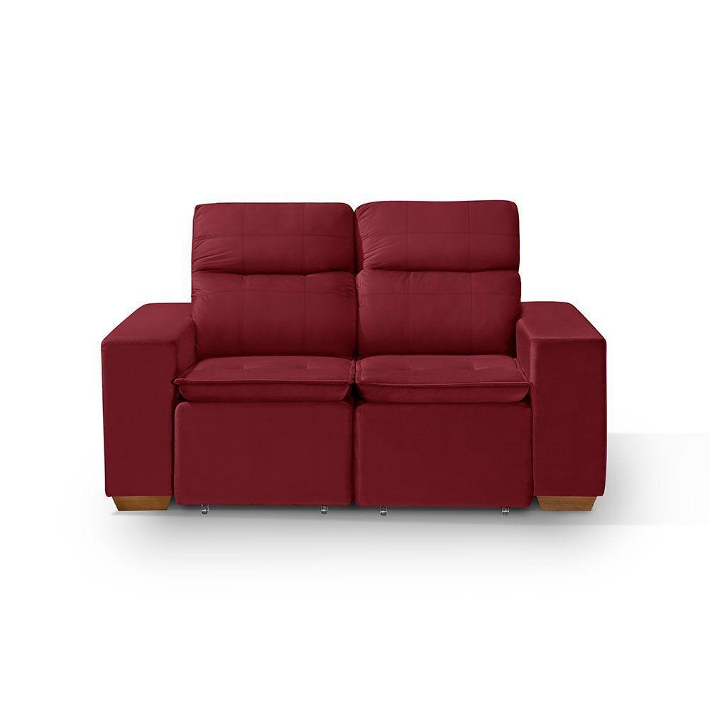Sofá 2 Lugares 150cm C/ Molas Retrátil E Reclinável Vermelho - 2
