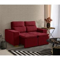 Sofá 2 Lugares 150cm C/ Molas Retrátil E Reclinável Vermelho - 1