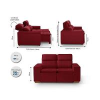 Sofá 2 Lugares 150cm C/ Molas Retrátil E Reclinável Vermelho