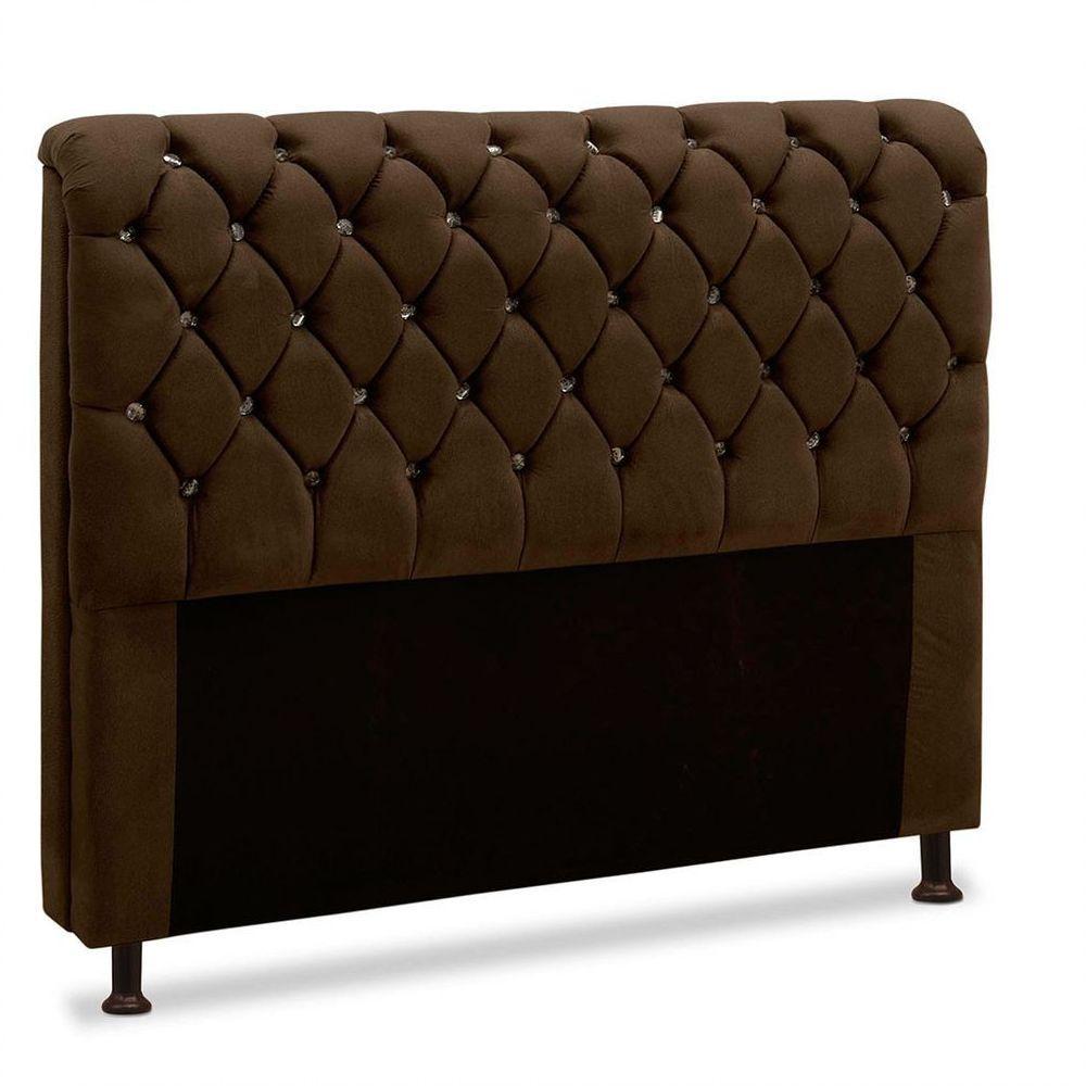 Cabeceira Fernanda 1,40 Para Cama Box Casal Cacau Veludo - 1