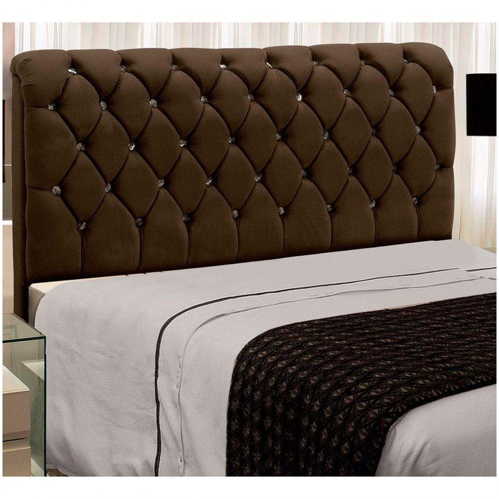 Cabeceira Fernanda 1,40 Para Cama Box Casal Cacau Veludo - 2
