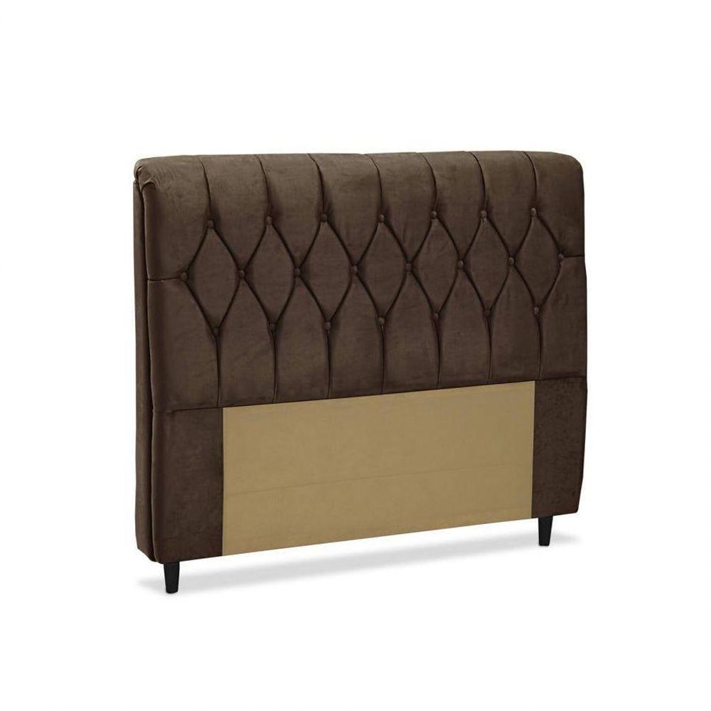 Cabeceira Casal Estofada Istambul Mônaco Com Capitonê Marrom - 4