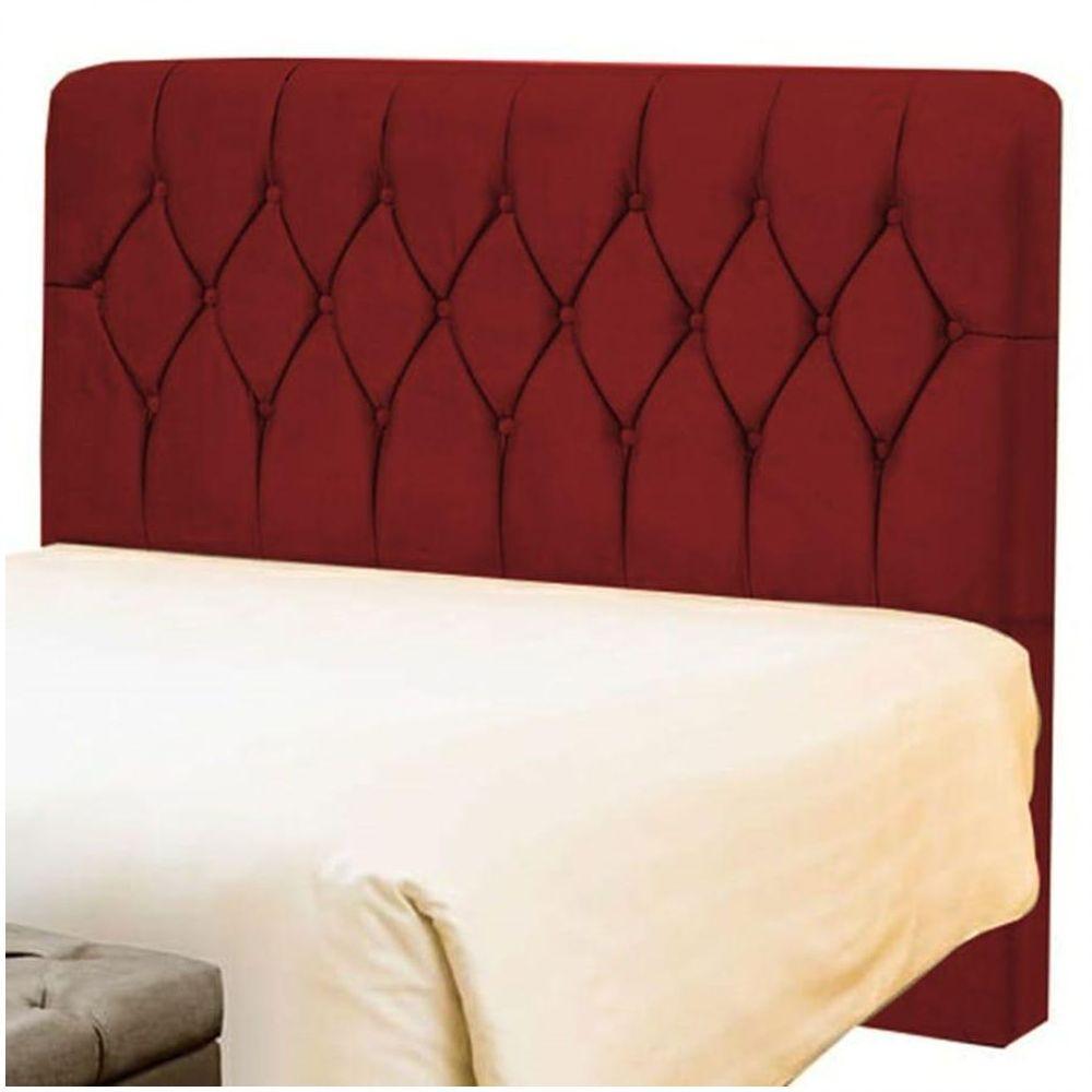 Cabeceira Casal Estofada Istambul Com Capitonê Vermelho - 2