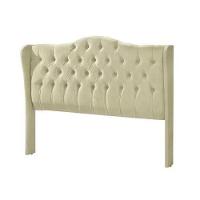 Cabeceira Casal Estofada Dubai Veludo Bege - 2