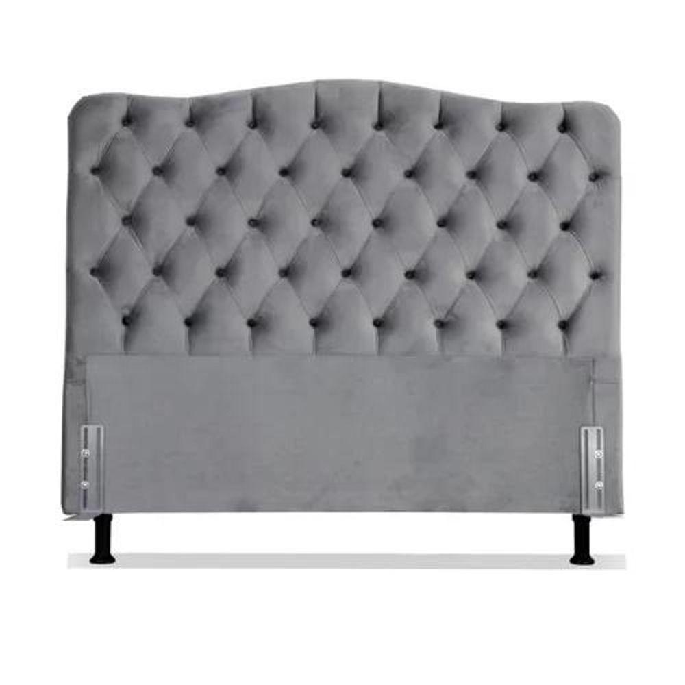 Cabeceira Queen Estofada Dunas c/ Capitonê Veludo Cinza - 2