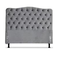 Cabeceira Queen Estofada Dunas c/ Capitonê Veludo Cinza - 2
