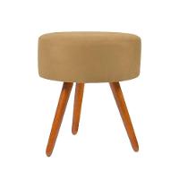 Puff Para Sala Redondo Pés Palito Suede Balaqui Capuccino - 1