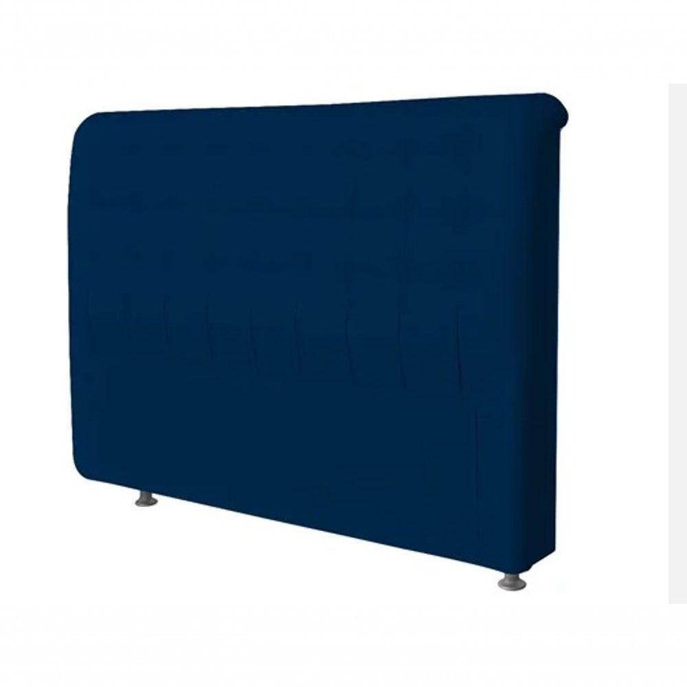 Cabeceira Dama 1,60 Cm Cama Box Queen Suede Azul Marinho - 1