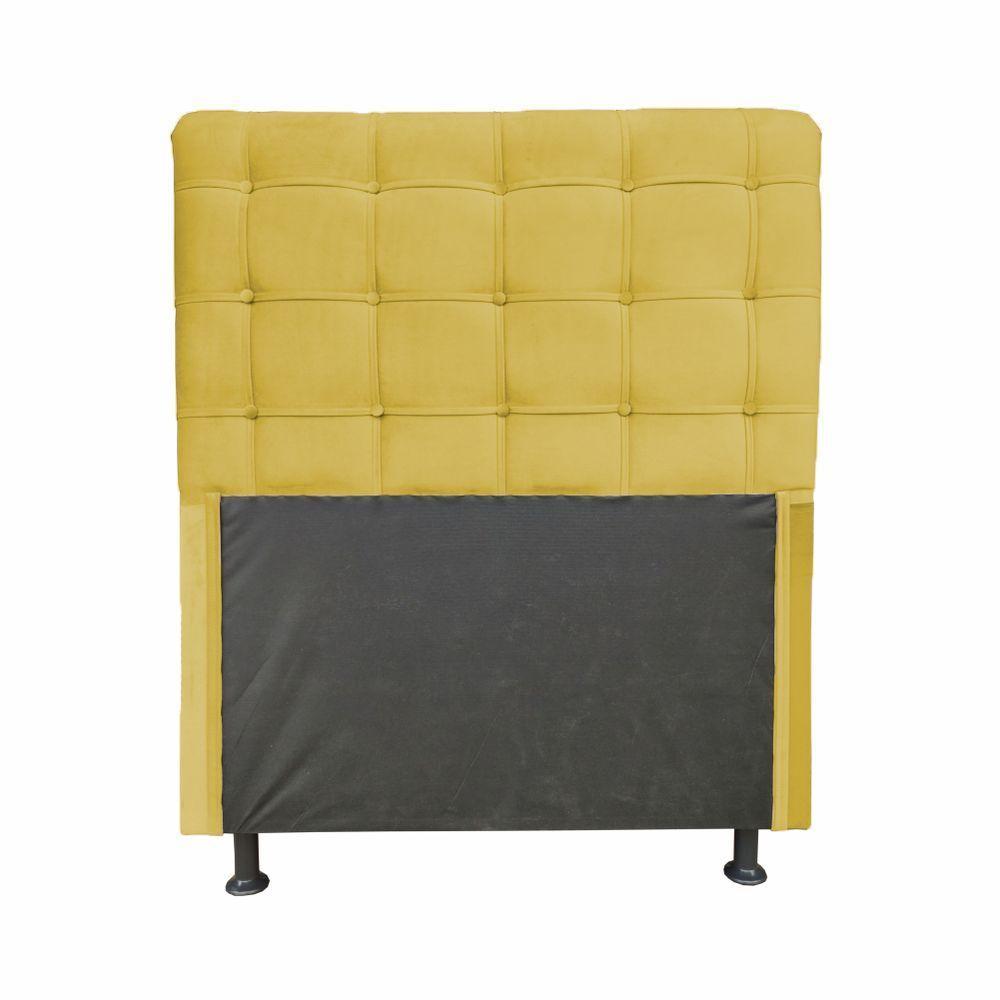 Cabeceira Dama 1,40 Cm Cama Box Casal Suede Amarelo - 1