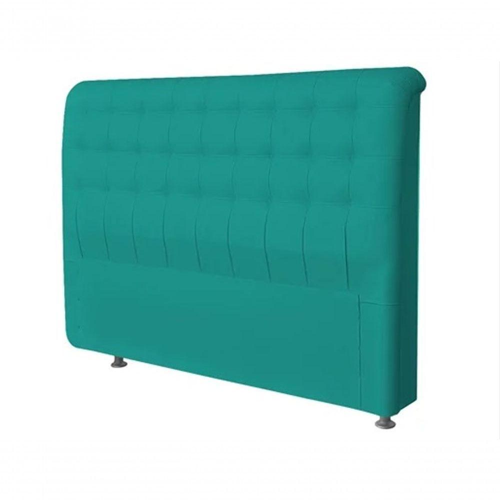 Cabeceira Dama 1,60 Cm Cama Box Queen Suede Azul Turquesa - 1
