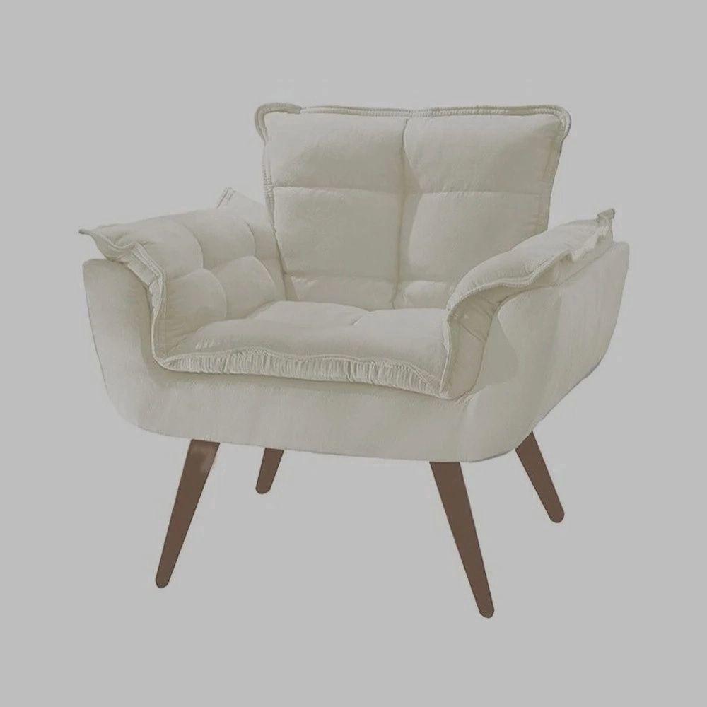 Kit 2 Poltronas Opalas Com Puff Redondo Suede Bege - 6