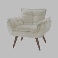 Kit 2 Poltronas Opalas Com Puff Redondo Suede Bege - 6