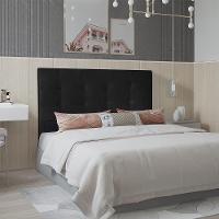 Cabeceira Berlim 90 Cm Cama Box Solteiro Suede Preto - 3