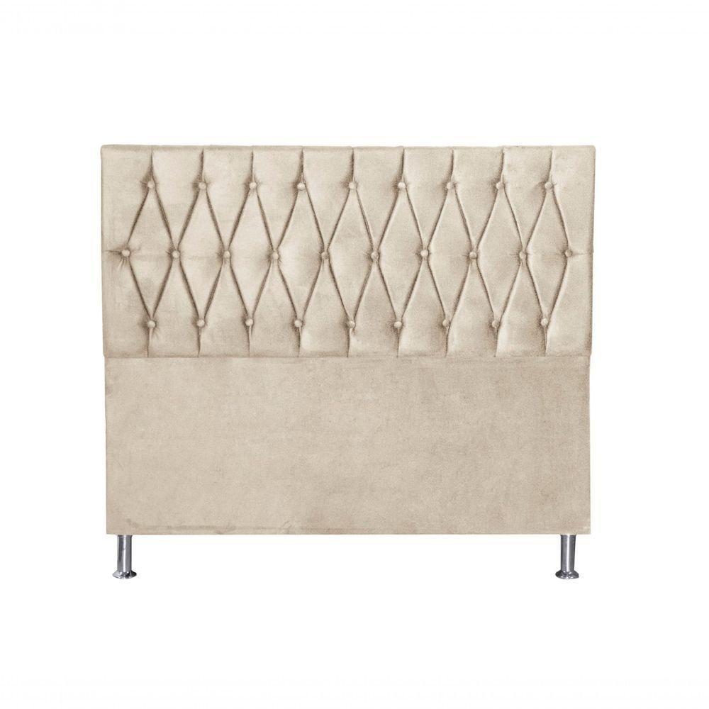Cabeceira Paris 1,60 Cm Para Cama Box Queen Suede Bege - 1