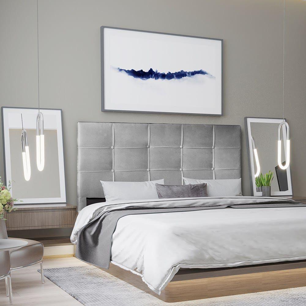 Cabeceira Roma 1,95 Cm Cama Box King Size Suede Cinza - 3