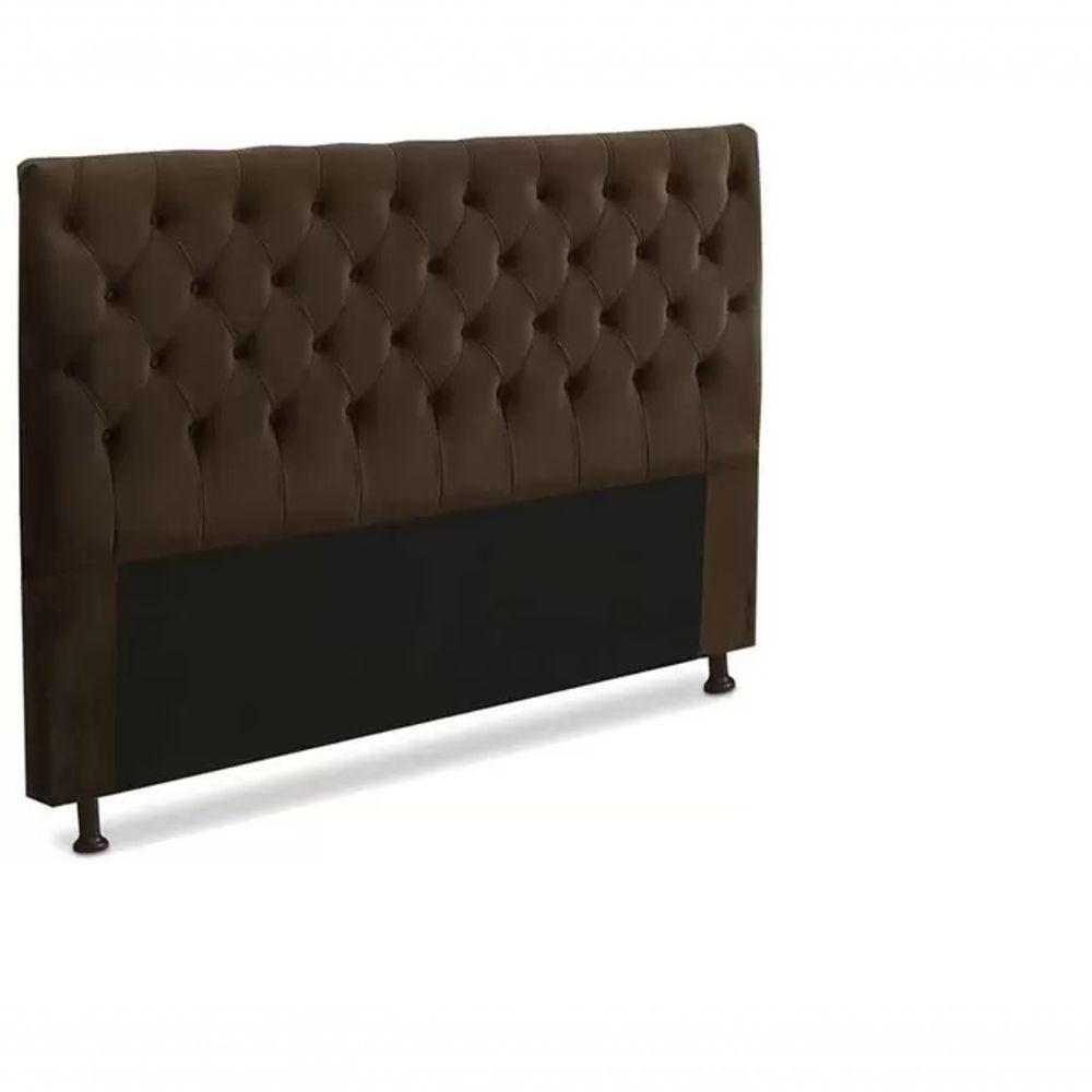Cabeceira Cristal 1,60 Cm Para Cama Box Queen Suede Marrom - 1