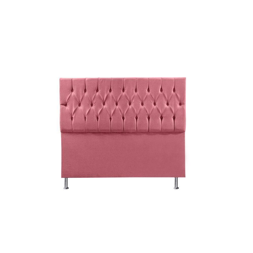Cabeceira Madrid 1,60 Cm Para Cama Box Queen Suede Rosa - 1