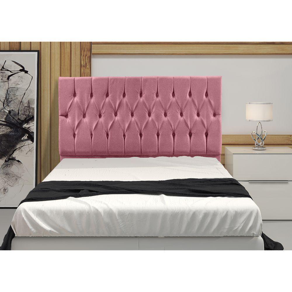 Cabeceira Madrid 1,60 Cm Para Cama Box Queen Suede Rosa - 3