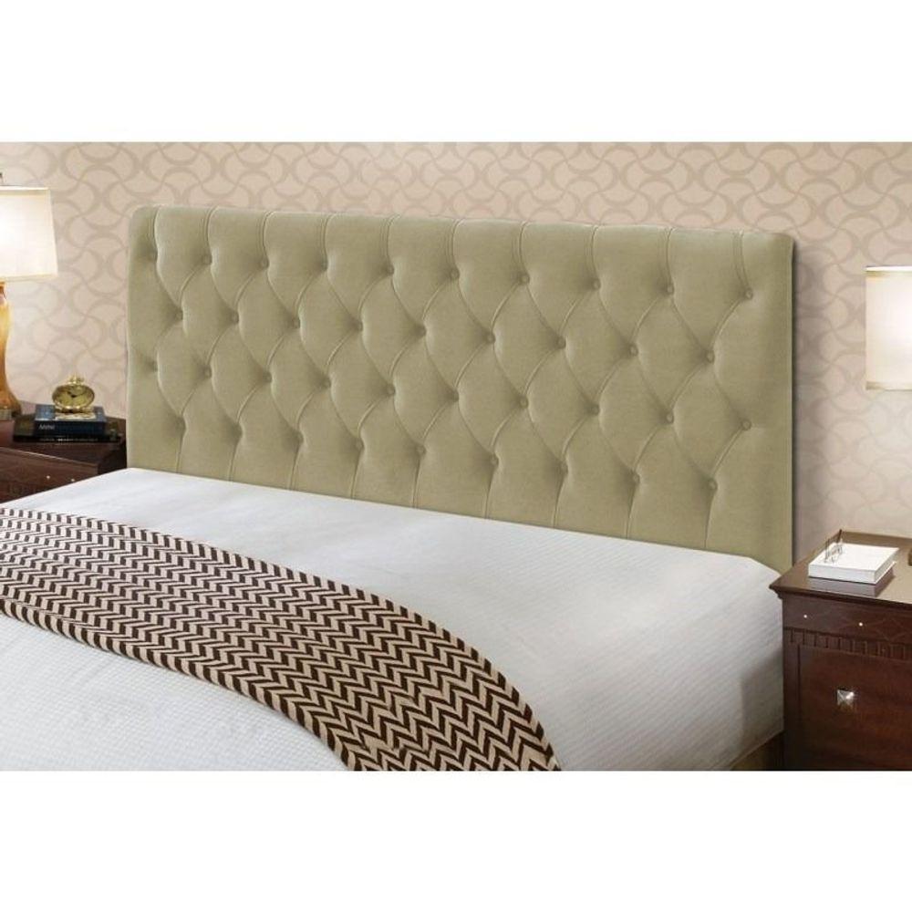 Cabeceira Cristal 1,60 Cm Para Cama Box Queen Suede Bege - 1