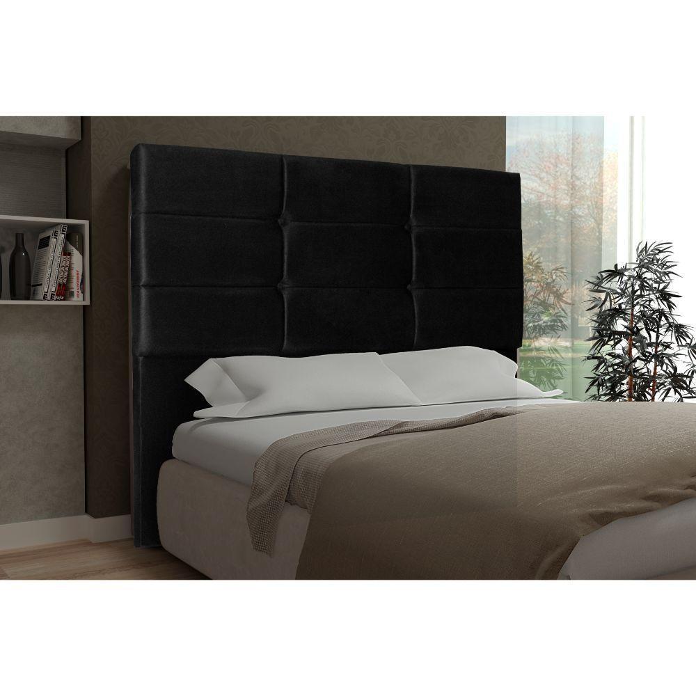 Cabeceira Tóquio 1,40 Cm Para Cama Box Casal Suede Preto - 3