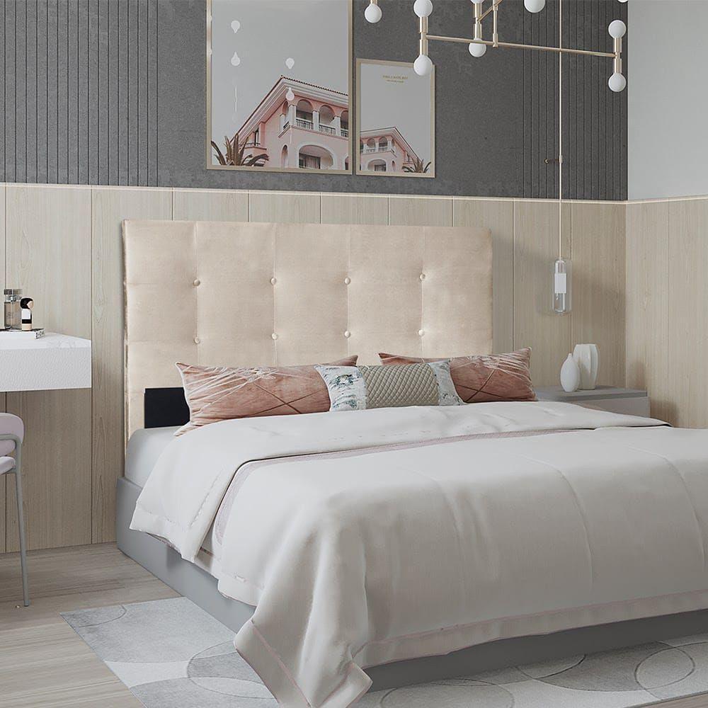 Cabeceira Berlim 1,40 Cm Para Cama Box Casal Suede Bege - 3