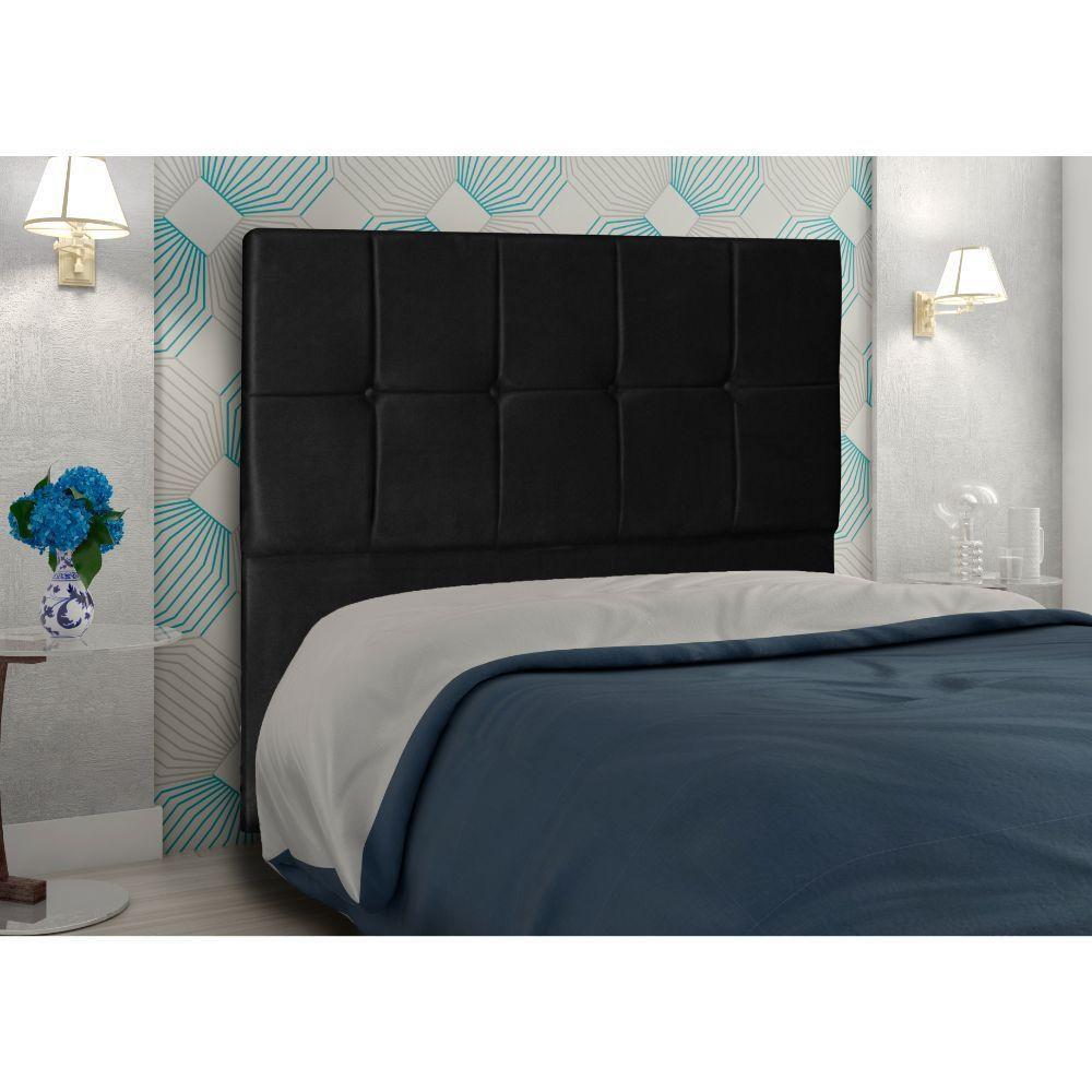 Cabeceira Lisboa 1,40 Cm Cama Box Casal Suede Preto - 3
