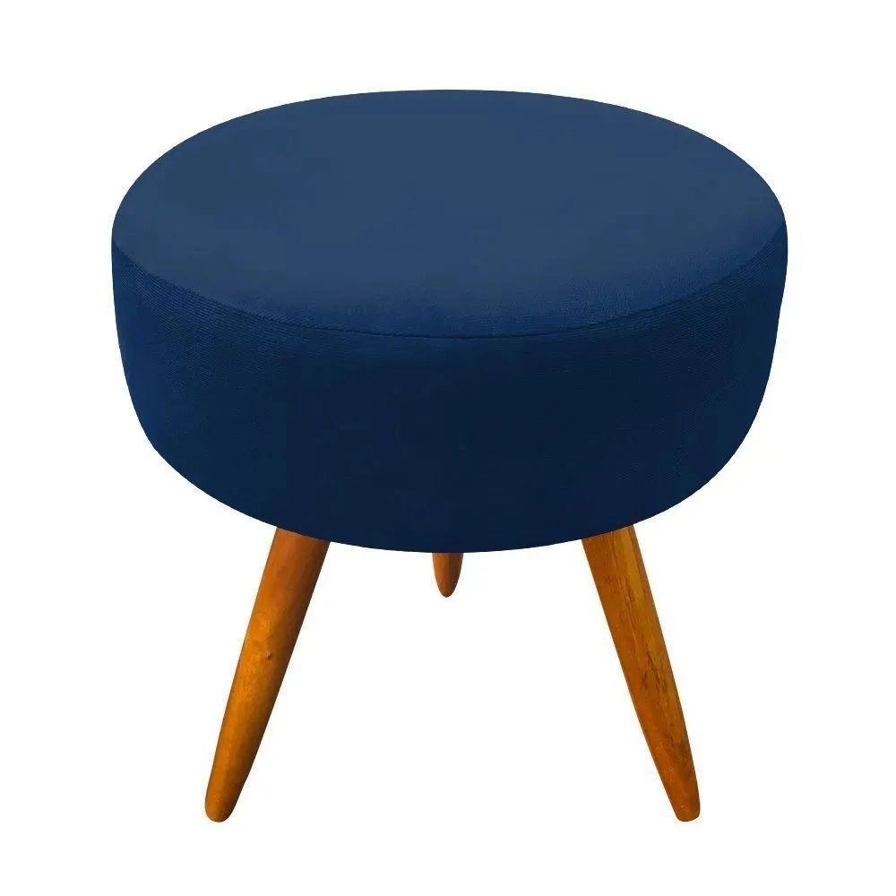 Kit 2 Poltronas Opalas Com Puff Redondo Suede Azul Marinho - 5