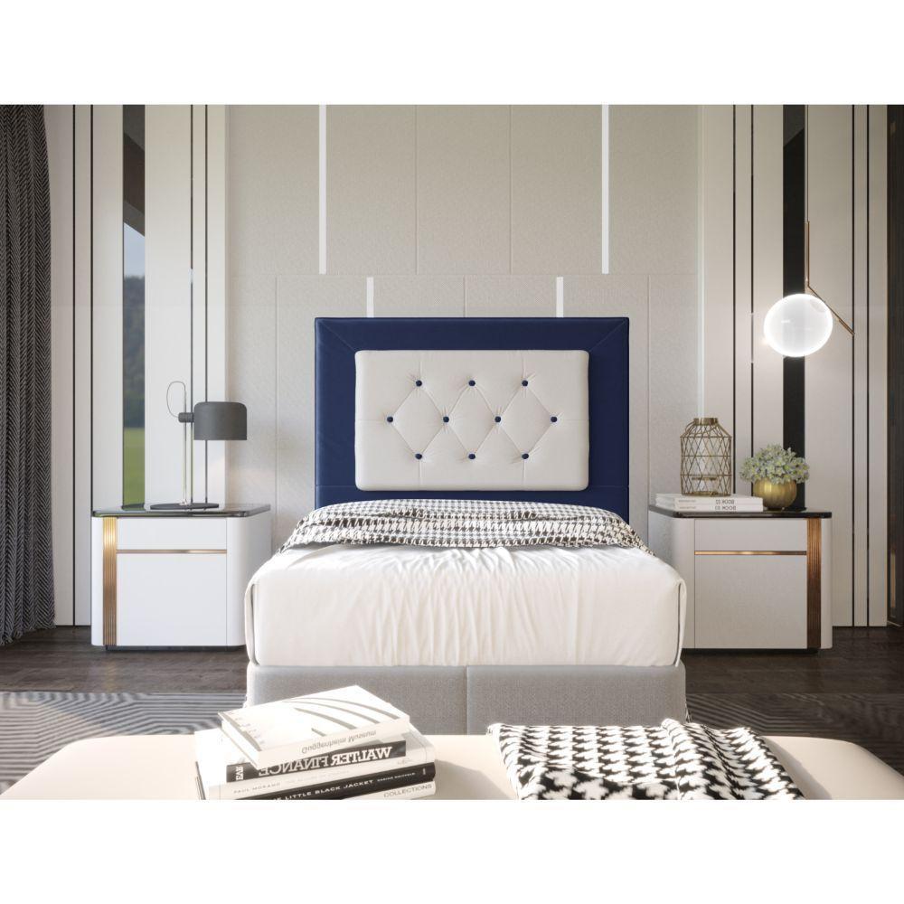 Cabeceira Havana 90cm Cama Box Solteiro Suede Azul Marinho - 3
