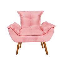 Kit 2 Poltronas Opalas Com Puff Redondo Suede Rose - 6