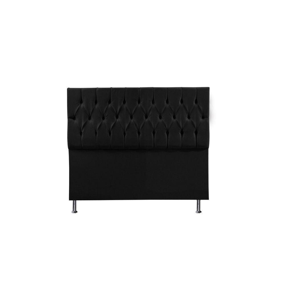 Cabeceira Madrid 90 Cm Cama Box Solteiro Suede Preto - 1