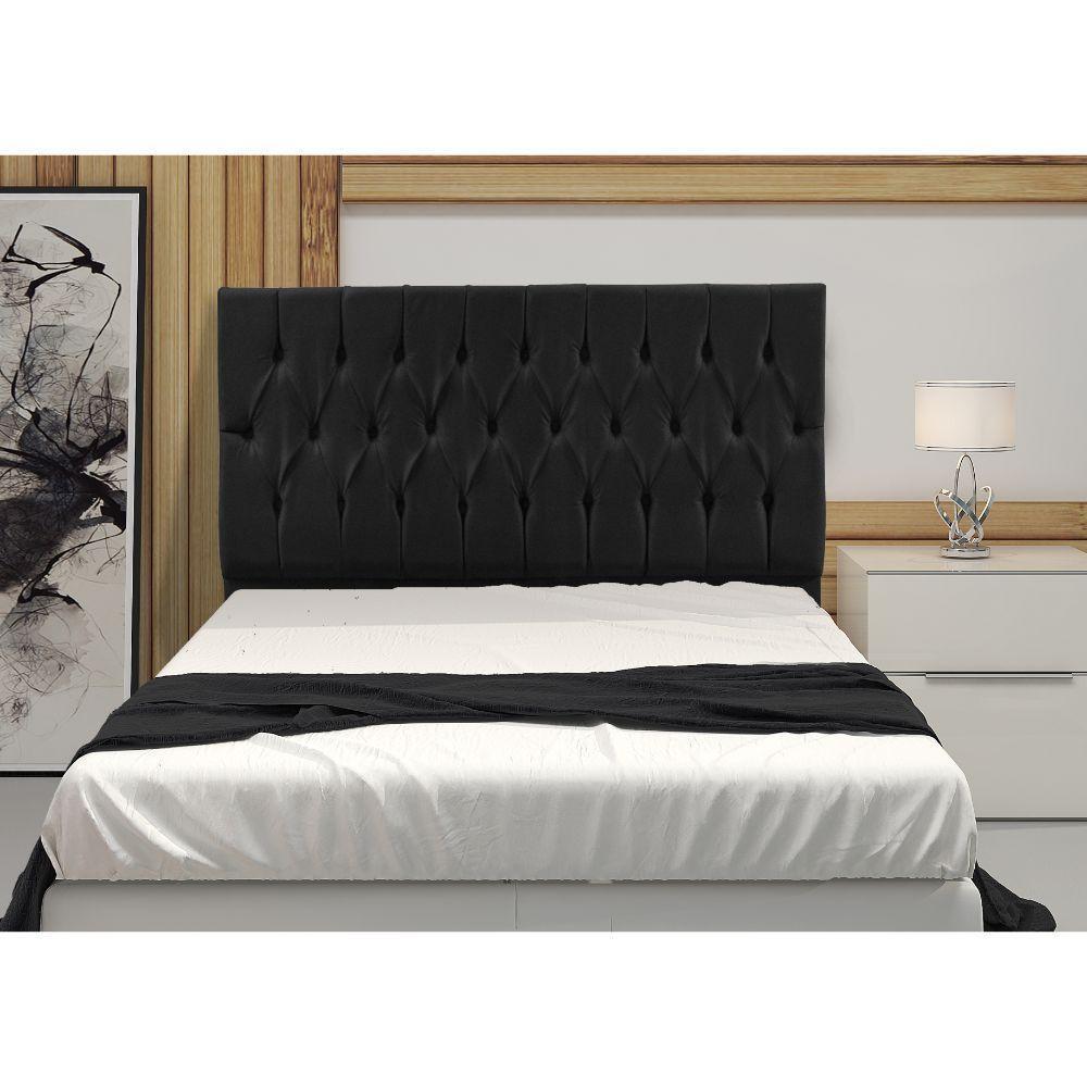 Cabeceira Madrid 90 Cm Cama Box Solteiro Suede Preto - 3