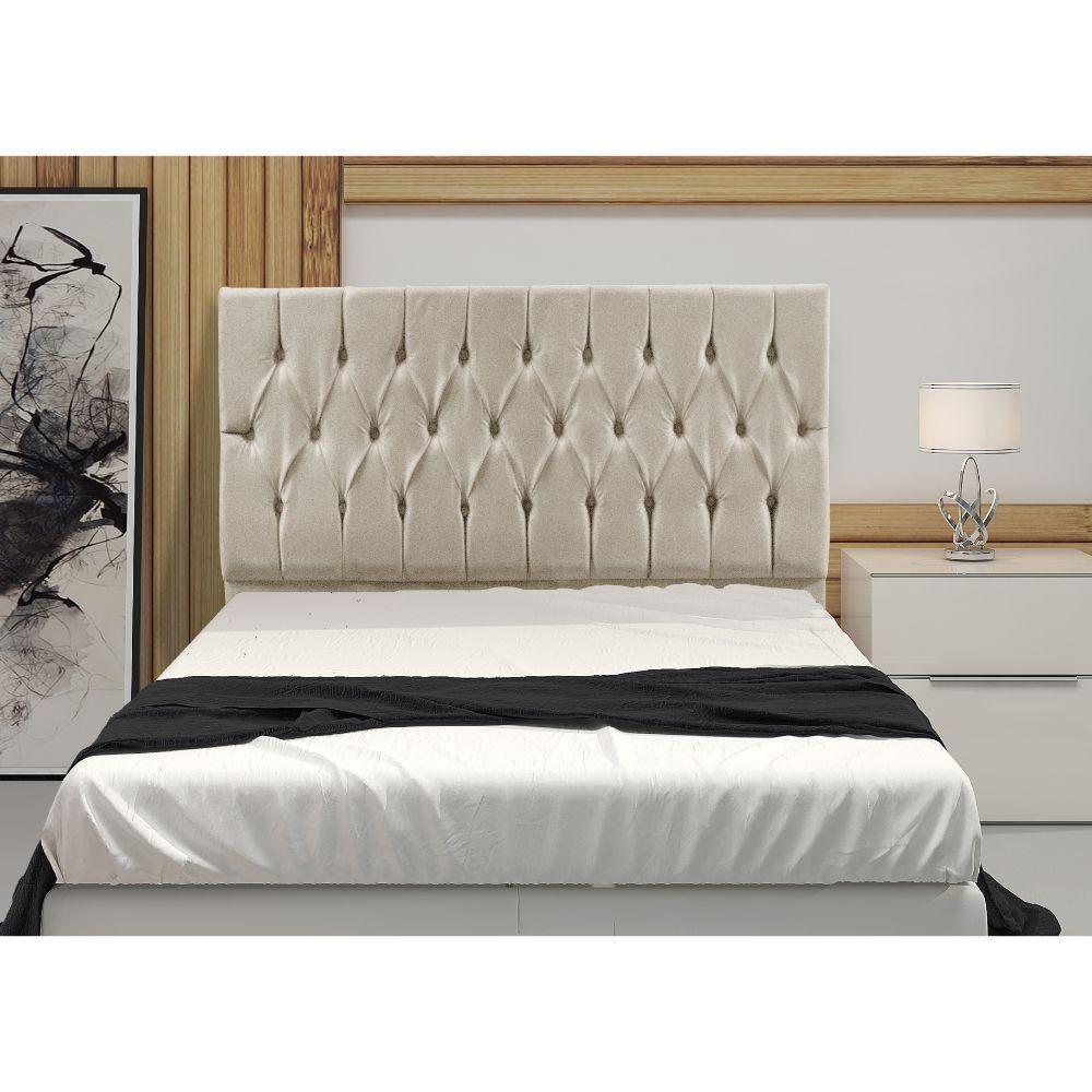 Cabeceira Madrid 1,60 Cm Para Cama Box Queen Suede Bege - 3