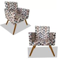 Kit 2poltronas Nina Sala De Estar Triangulo Bege - 1