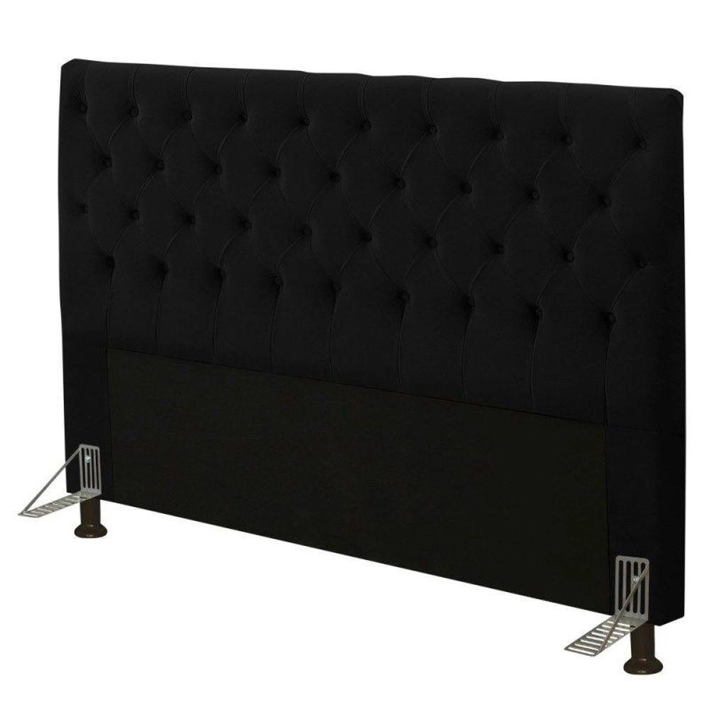 Cabeceira Cristal 1,95 Cm Cama Box King Size Suede Preto - 1