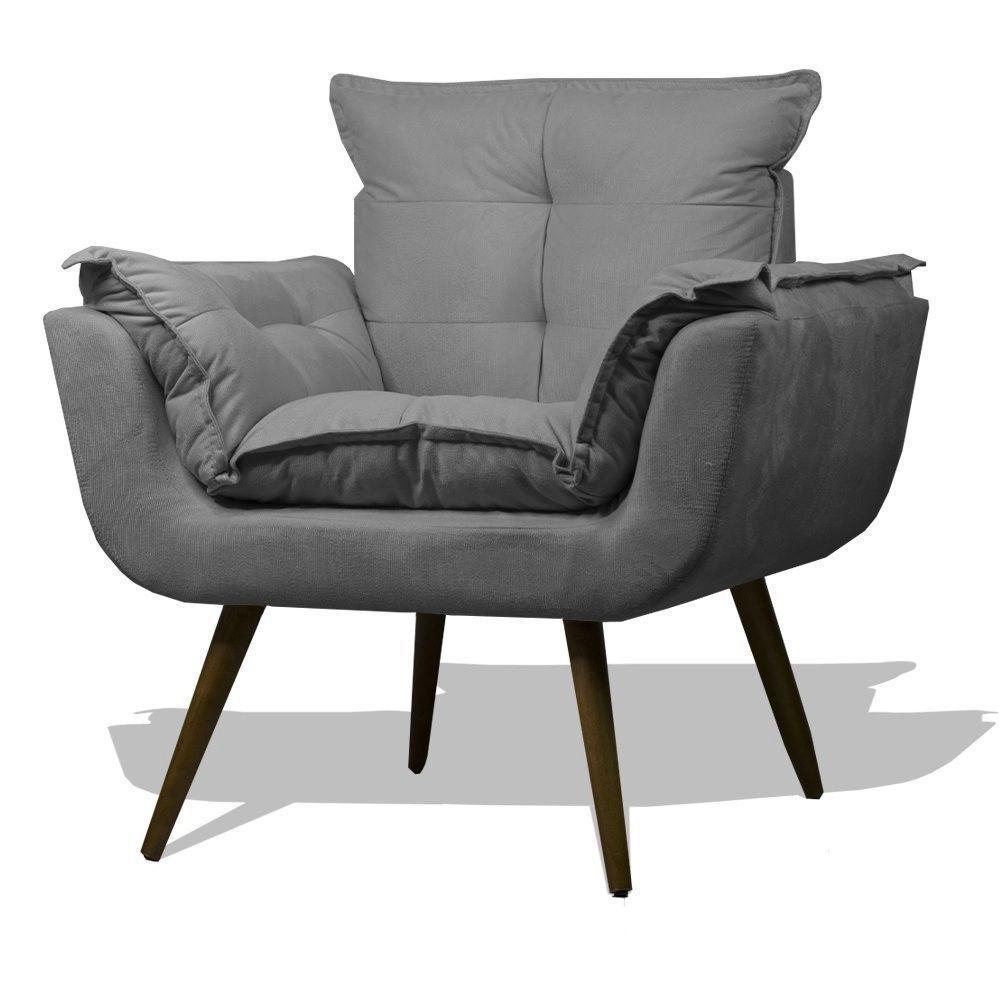 Kit 2 Poltronas Opalas Com Puff Redondo Grafite - 4