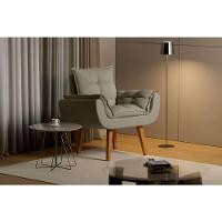 Kit 2 Poltronas Opalas Com Puff Redondo Linho Bege - 6