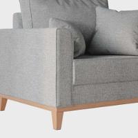 Poltrona Decorativa Beny Tecido Linho Base E Pés Em Madeira - 3