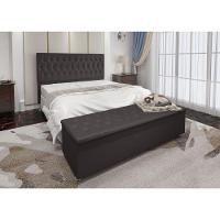 Kit Cabeceira Calçadeira Baú Queen 160cm Suede Marrom - 3