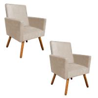 Kit 2 Poltronas Nina Sala De Estar Luxo Suede Nude - 1