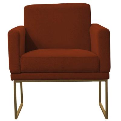 Poltrona Juliette Suede Com Armação Dourada Metal