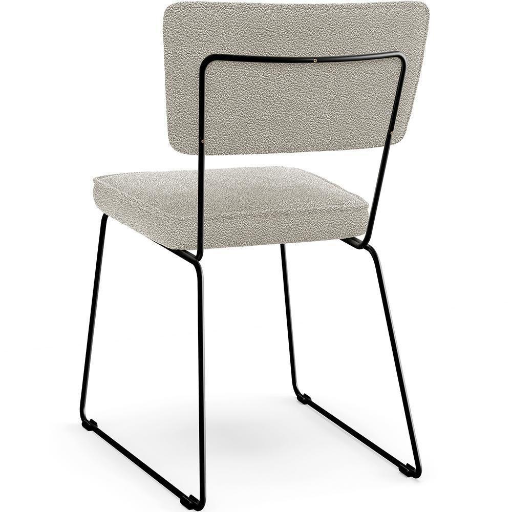 Cadeira Estofada Para Base Em Aço Allana L02 Bouclê Creme - 2