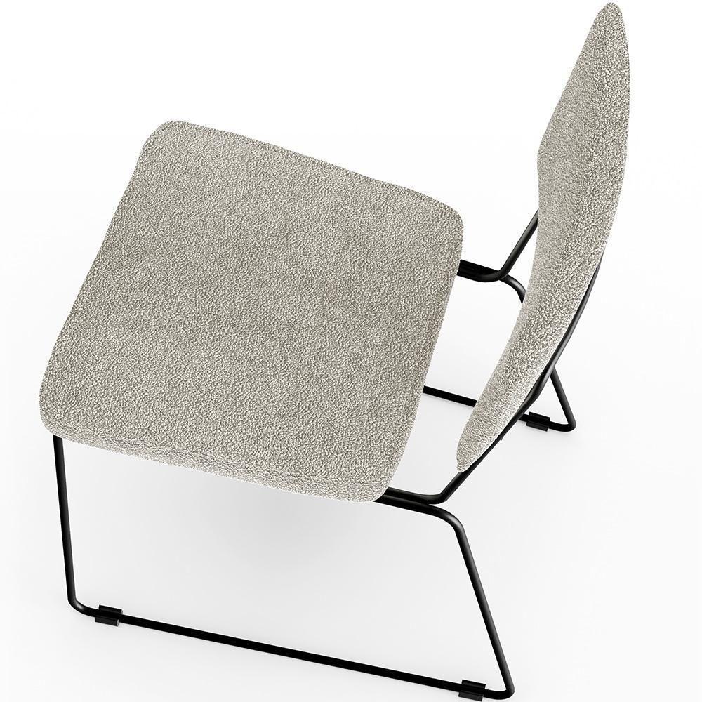 Cadeira Estofada Para Base Em Aço Allana L02 Bouclê Creme - 4