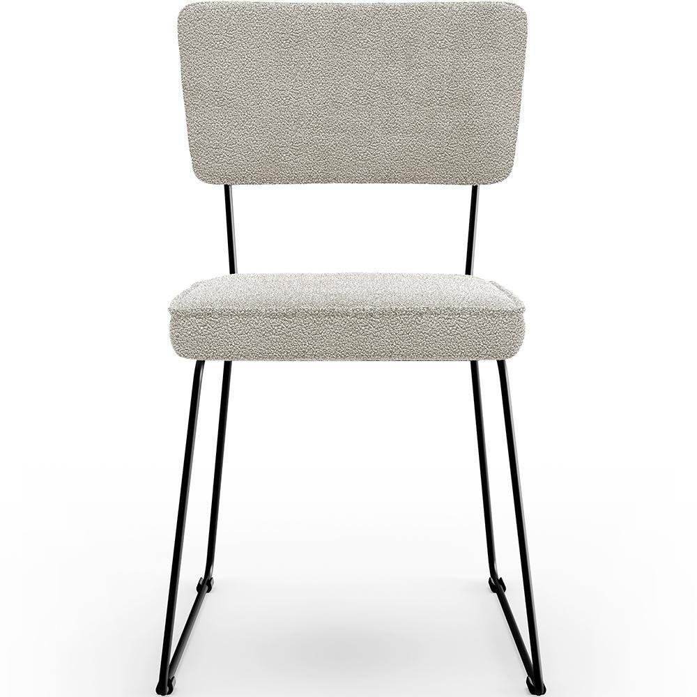 Cadeira Estofada Para Base Em Aço Allana L02 Bouclê Creme - 5
