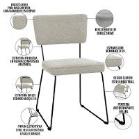 Cadeira Estofada Para Base Em Aço Allana L02 Bouclê Creme - 7