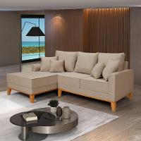 Sofá Living Beny Com Chaise Para Sala De Estar Confortável Império Bege 201 - 1