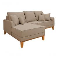 Sofá Living Beny Com Chaise Para Sala De Estar Confortável Império Bege 201 - 3