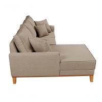 Sofá Living Beny Com Chaise Para Sala De Estar Confortável Império Bege 201