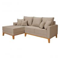 Sofá Living Beny Com Chaise Para Sala De Estar Confortável Império Bege 201 - 7