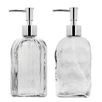 Jogo Lavabo Porta Sabonete Líquido Vidro Clear 500ml 2 Unidades - Tuut - 1